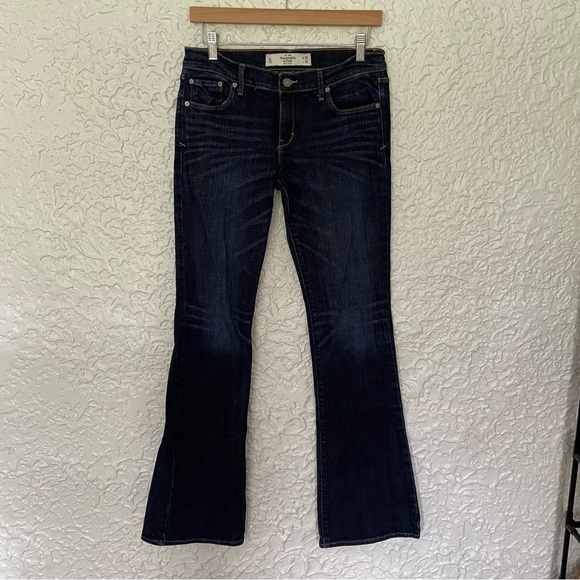 Y2K Abercrombie & Fitch Madison Perfect Stretch Boot Cut Dark Wash Jeans 28/35 - Picture 2 of 8